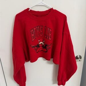 Boys Lie Red Cropped Sweatshirt